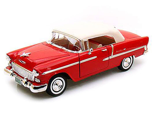 1955 Chevrolet Bel Air Convertible Soft Top Red 1/18 Diecast Car Model by Motormax Motormax
