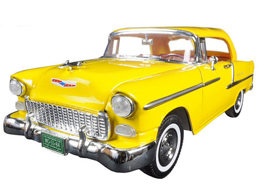 1955 Chevrolet Bel Air Convertible Soft Top Yellow "Timeless Classics" 1/18 Diecast Model Car by Motormax Motormax
