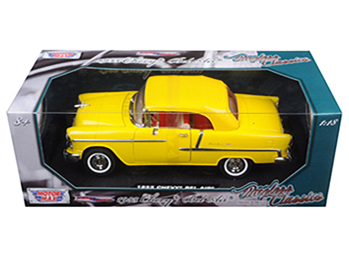 1955 Chevrolet Bel Air Convertible Soft Top Yellow "Timeless Classics" 1/18 Diecast Model Car by Motormax Motormax