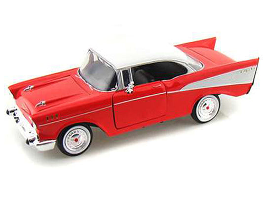 1957 Chevrolet Bel Air Red with White Top 1/24 Diecast Model Car by Motormax-1