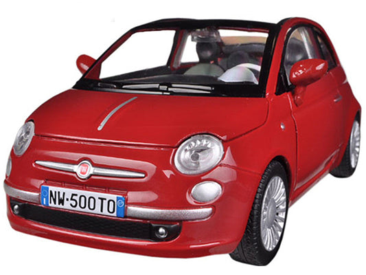 Fiat 500 Nuova Cabrio Red 1/24 Diecast Model Car by Motormax Motormax