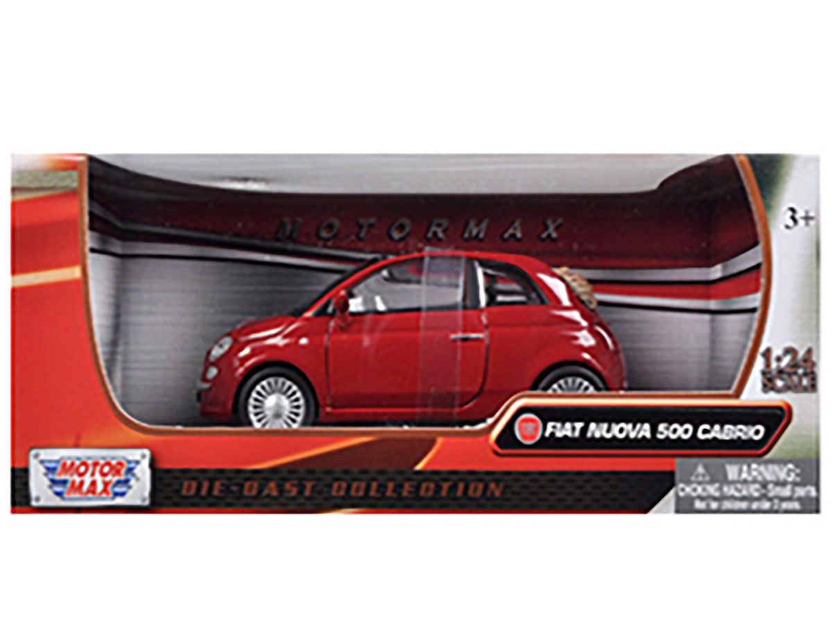 Fiat 500 Nuova Cabrio Red 1/24 Diecast Model Car by Motormax Motormax