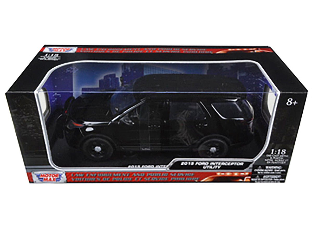 2015 Ford Police Interceptor Utility Special Service Plain Black 1/18 Diecast Model Car by Motormax Motormax