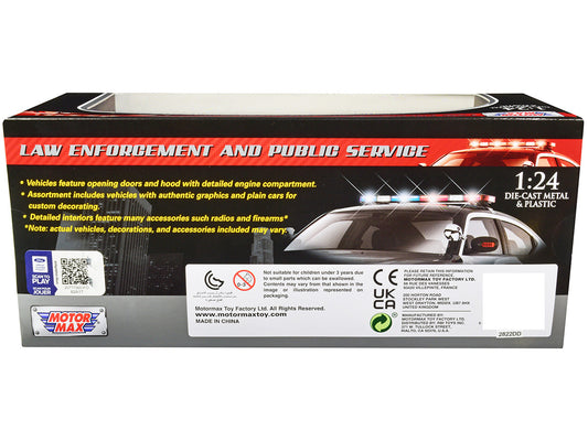 2010 Ford Crown Victoria Police Interceptor Unmarked White "Custom Builder's Kit" Series 1/24 Diecast Model Car by Motormax-1