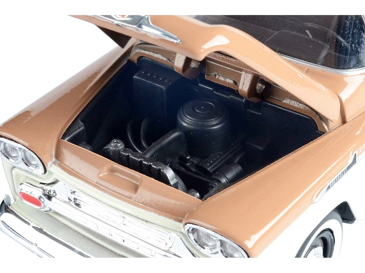 1958 Chevrolet Apache Fleetside Pickup Truck Brown and Beige 1/24 Diecast Model Car by Motormax Motormax