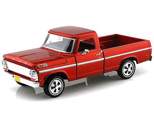 1969 Ford F-100 Pickup Truck Burgundy 1/24 Diecast Model Car by Motormax Motormax
