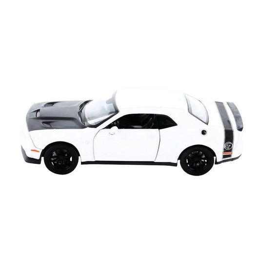 2018 Dodge Challenger SRT Hellcat Widebody White with Black Hood 1/24 Diecast Model Car by Motormax Motormax