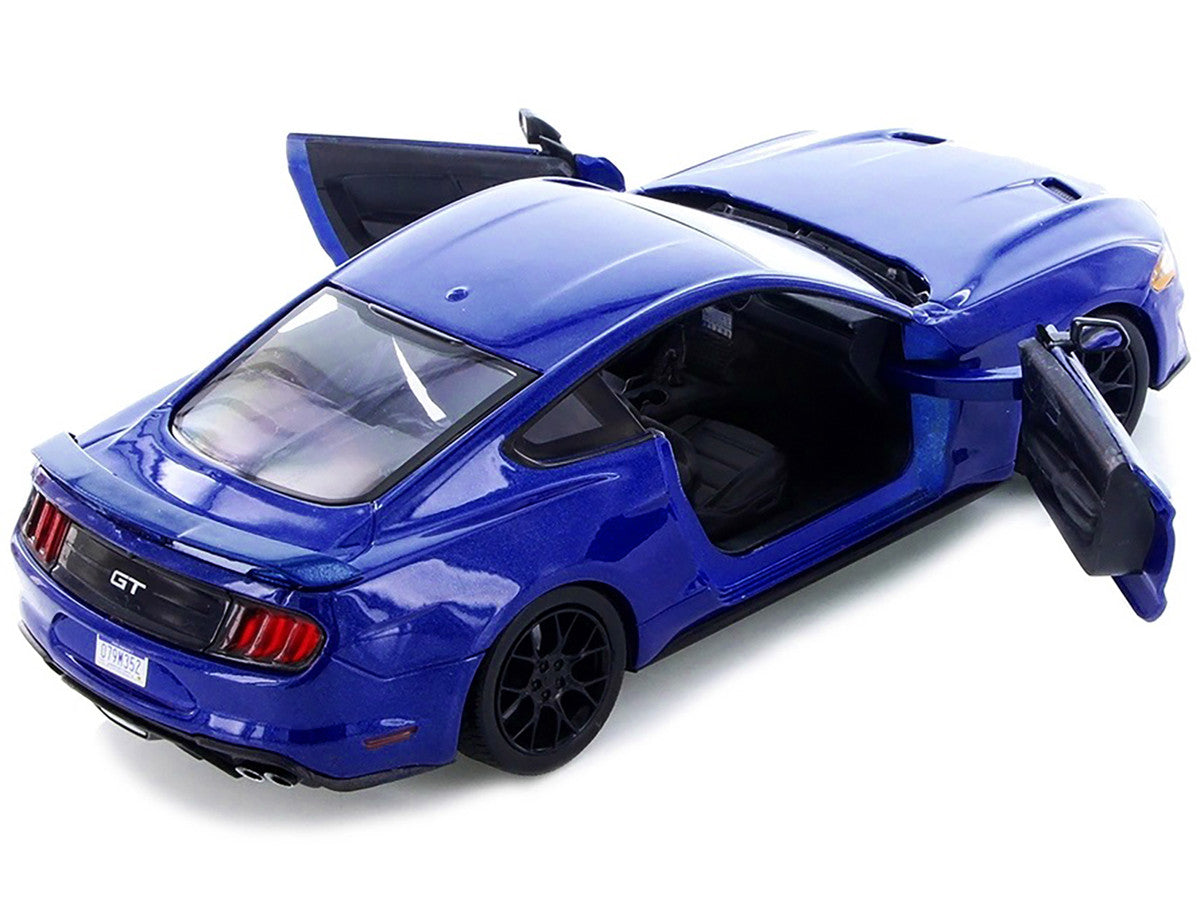 2018 Ford Mustang GT 5.0 Blue with Black Wheels 1/24 Diecast Model Car by Motormax Motormax