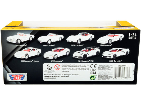 2019 Chevrolet Corvette C7 ZR1 White and Black with Red Interior "History of Corvette" Series 1/24 Diecast Model Car by Motormax Motormax