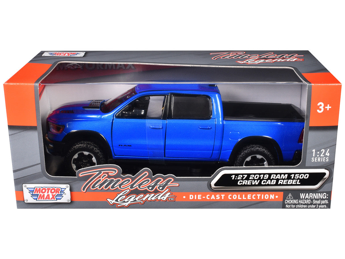 2019 RAM Rebel 1500 Crew Cab Pickup Truck Blue Metallic "American Classics" Series 1/24-1/27 Diecast Model Car by Motormax Motormax