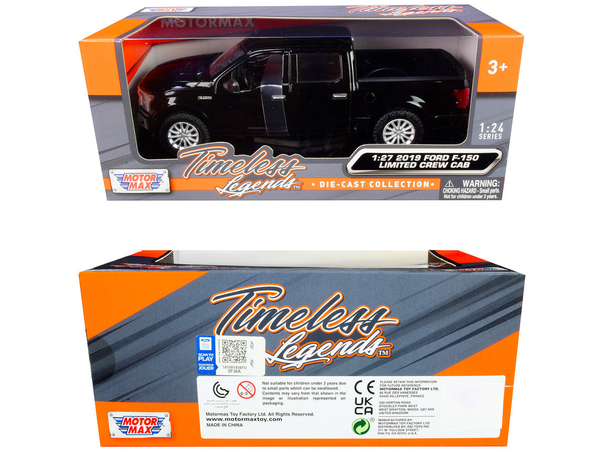 2019 Ford F-150 Limited Crew Cab Pickup Truck Black 1/24-1/27 Diecast Model Car by Motormax Motormax