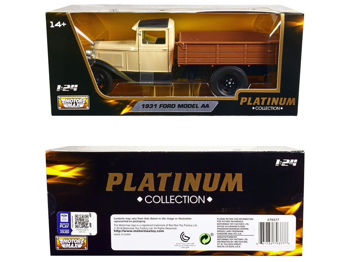 1931 Ford Model AA Pickup Truck Cream and Black "Platinum Collection" Series 1/24 Diecast Model Car by Motormax Motormax