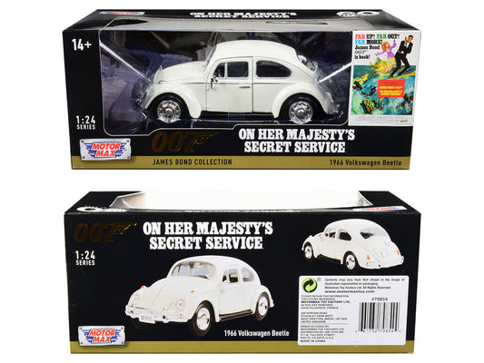 1966 Volkswagen Beetle White James Bond 007 "On Her Majesty's Secret Service" (1969) Movie "James Bond Collection" Series 1/24 Diecast Model Car by Motormax Motormax