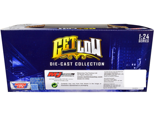 1957 Chevrolet 3100 Stepside Pickup Truck Lowrider Turquoise Metallic and White with White Interior "Get Low" Series 1/24 Diecast Model Car by Motormax-1