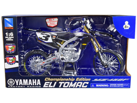 Yamaha YZ450F Motorcycle #3 Eli Tomac "Championship Edition" Yamaha Factory Racing 1/6 Diecast Model by New Ray-1