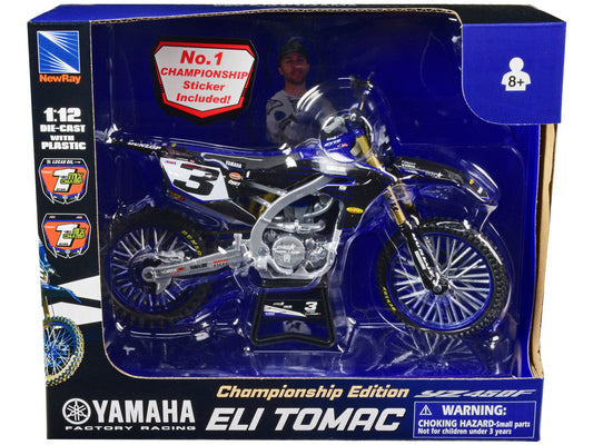 Yamaha YZ450F Championship Edition Motorcycle #3 Eli Tomac "Yamaha Factory Racing" 1/12 Diecast Model by New Ray New Ray