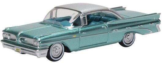 1959 Pontiac Bonneville Coupe Seaspray Green with Silver Top 1/87 (HO) Scale Diecast Model Car by Oxford Diecast Oxford Diecast