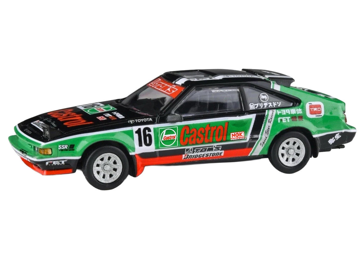 1984 Toyota Celica Supra #16 "Castrol Livery" Black and Green with Graphics 1/64 Diecast Model Car by Paragon Models Paragon