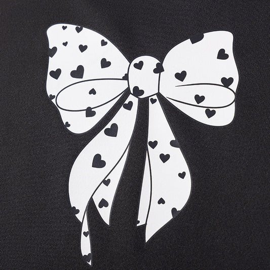 Spring and Autumn Girls Butterfly-bows Pattern Long Sleeves Top and Hearts Pattern Pants Clothing Set-1