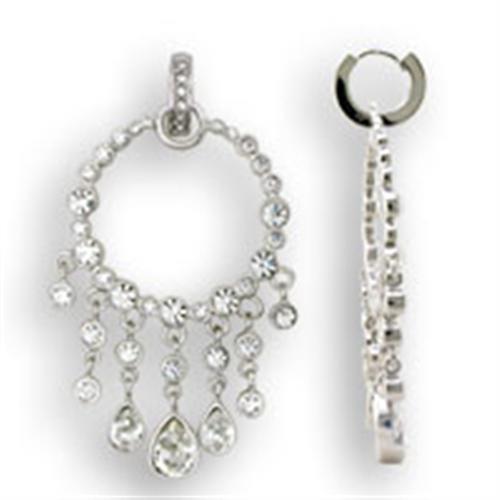 S37108 - Rhodium 925 Sterling Silver Earrings with Top Grade Crystal in Clear Alamode