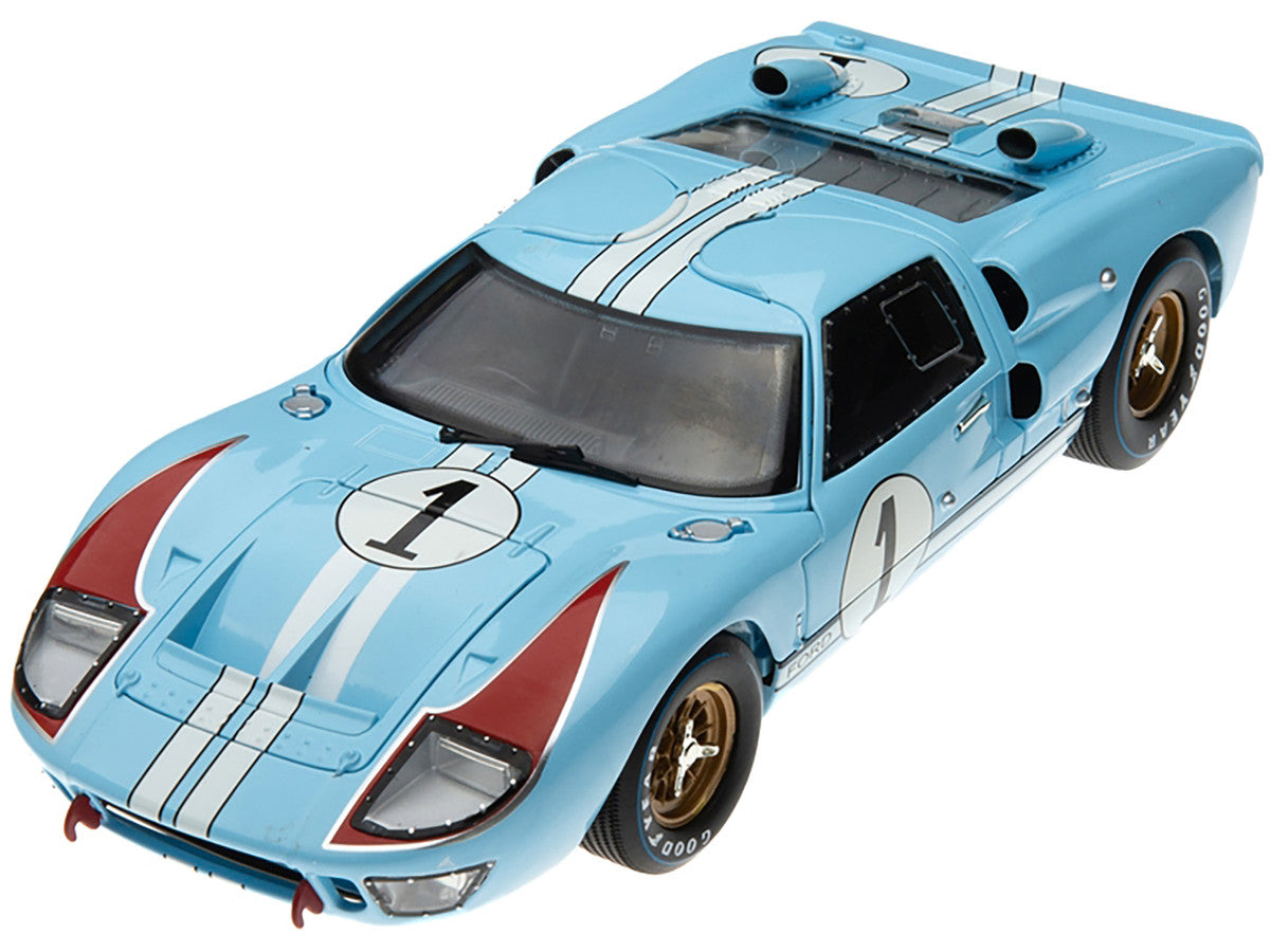 1966 Ford GT 40 MK II RHD (Right Hand Drive) #1 Light Blue Miles - Hulme Le Mans 1/18 Diecast Model Car by Shelby Collectibles Shelby Collectibles