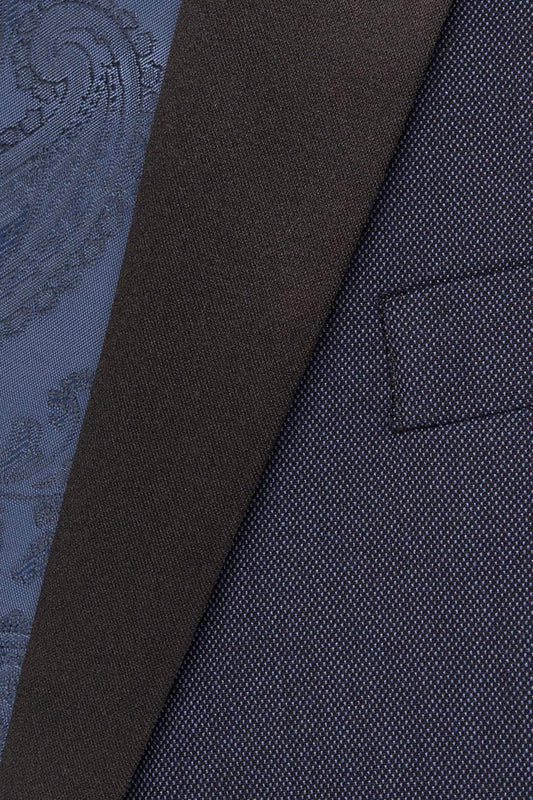 "Sebastian" Indigo Pindot Tuxedo Jacket Shawl (Separates) Tux-USA