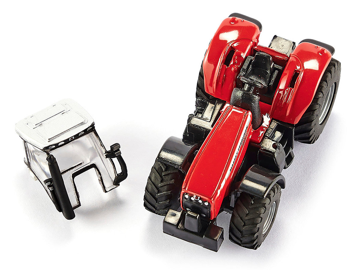 Massey Ferguson 8480 Dyna VT Tractor Red with Silver Top and Krampe Dump Trailer Red 1/87 (HO) Diecast Models by Siku SIKU