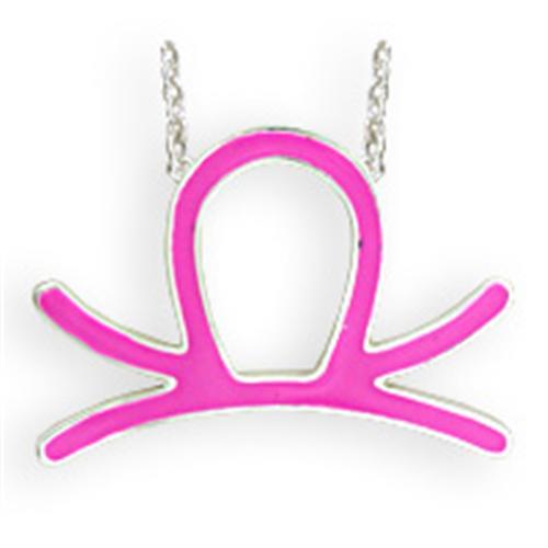 SNK01PINK - Silver Brass Chain Pendant with Epoxy in Rose Alamode