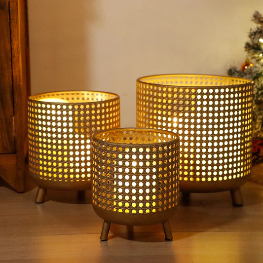 Set of 3 Plant Pots 10/8.5/7''H (Antique Gold) JHY DESIGN