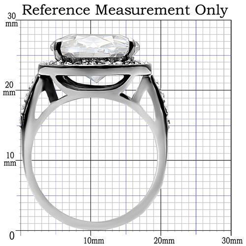 TK010- High polished (no plating) Stainless Steel Ring with AAA Grade CZ in Clear-1