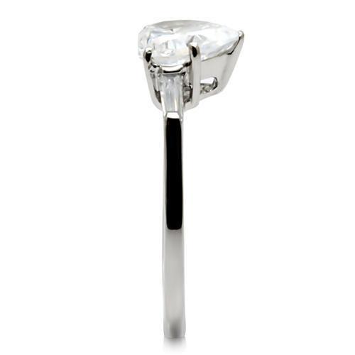 TK027 - High polished (no plating) Stainless Steel Ring with AAA Grade CZ in Clear-4