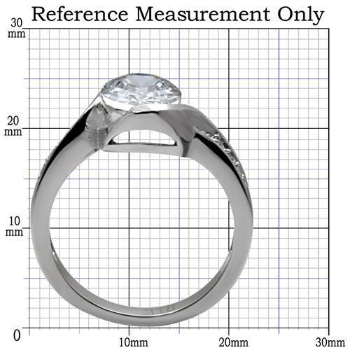 TK064 - High polished (no plating) Stainless Steel Ring with AAA Grade CZ in Clear-1