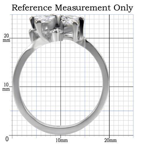 TK075 - High polished (no plating) Stainless Steel Ring with AAA Grade CZ in Clear Alamode