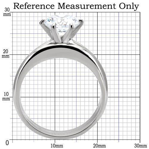 TK097 - High polished (no plating) Stainless Steel Ring with AAA Grade CZ in Clear-1