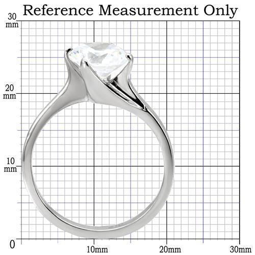 TK104 - High polished (no plating) Stainless Steel Ring with AAA Grade CZ in Clear-1