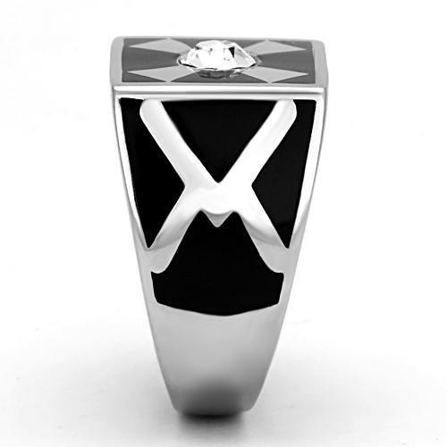 TK1052 - High polished (no plating) Stainless Steel Ring with Top Grade Crystal in Clear-3