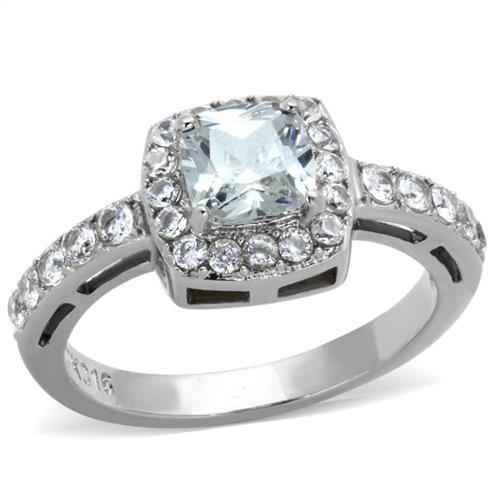 TK1899N - High-Polished Stainless Steel Ring with AAA Grade CZ in Clear Alamode