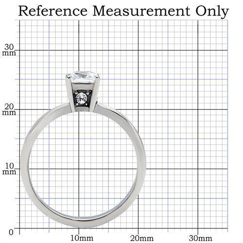 TK202 - High polished (no plating) Stainless Steel Ring with AAA Grade CZ in Clear-1
