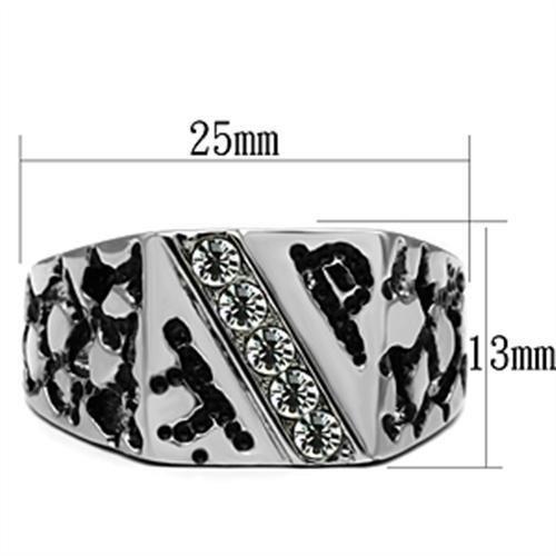 TK367 - High polished (no plating) Stainless Steel Ring with Top Grade Crystal in Clear-1