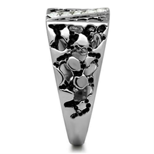 TK367 - High polished (no plating) Stainless Steel Ring with Top Grade Crystal in Clear-3