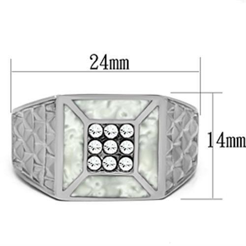 TK385 - High polished (no plating) Stainless Steel Ring with Top Grade Crystal in Clear-1