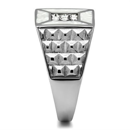 TK385 - High polished (no plating) Stainless Steel Ring with Top Grade Crystal in Clear-3