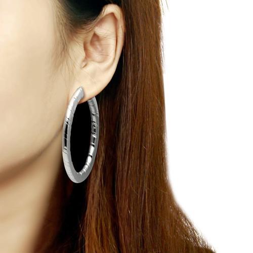 TK415 - High polished (no plating) Stainless Steel Earrings with No Stone-1