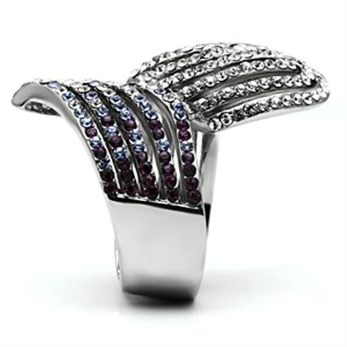 TK691 - High polished (no plating) Stainless Steel Ring with Top Grade Crystal in Multi Color-3