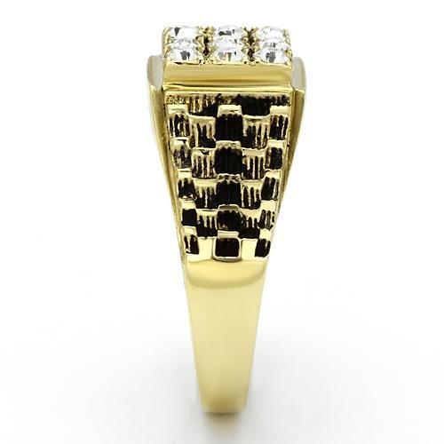 TK765 - IP Gold(Ion Plating) Stainless Steel Ring with Top Grade Crystal in Clear Alamode