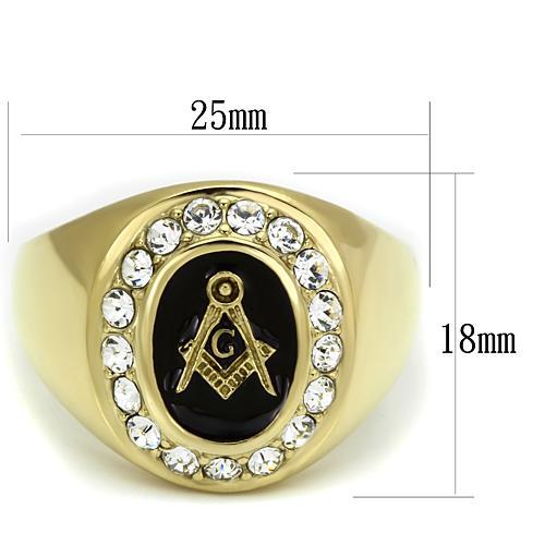 TK766 - IP Gold(Ion Plating) Stainless Steel Ring with Top Grade Crystal in Clear Alamode