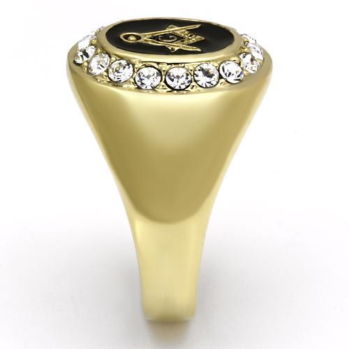 TK766 - IP Gold(Ion Plating) Stainless Steel Ring with Top Grade Crystal in Clear Alamode