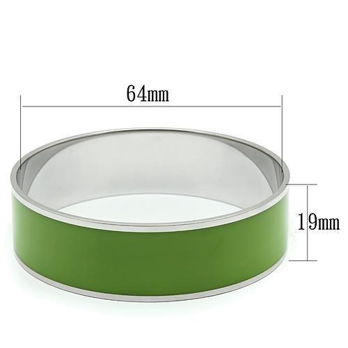 TK787 - High polished (no plating) Stainless Steel Bangle with Epoxy in Emerald-1