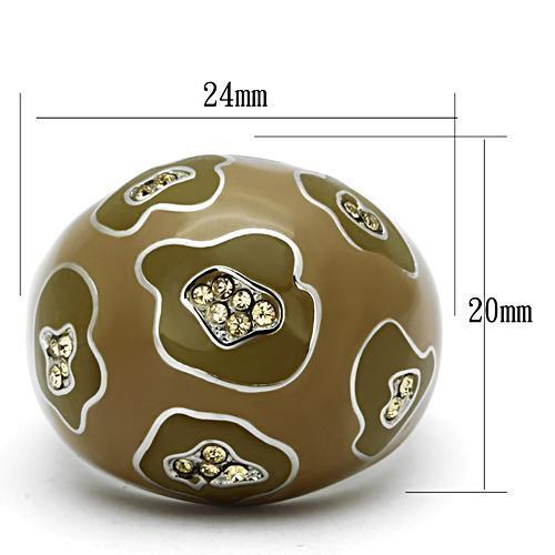 TK826 - High polished (no plating) Stainless Steel Ring with Top Grade Crystal in Citrine Yellow-1