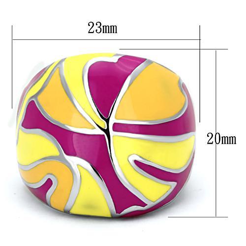 TK834 - High polished (no plating) Stainless Steel Ring with Epoxy in Multi Color-1